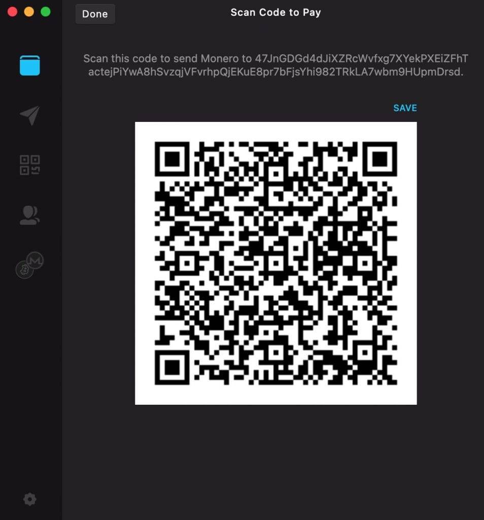 Mymonero QR code