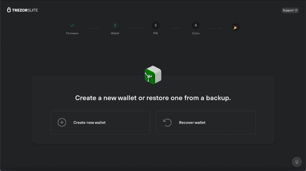create new wallet trezor