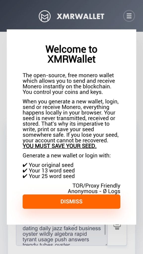 XMR wallet set up instructions