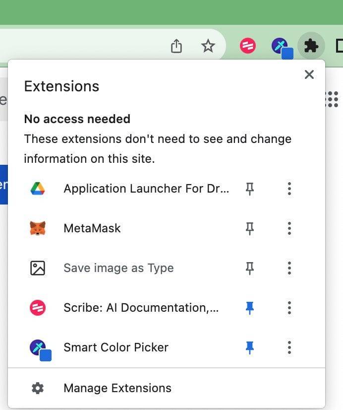 pin metamask to browser