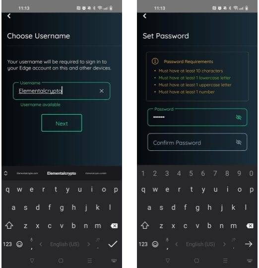 edge wallet password