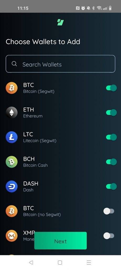 edge wallet select wallets