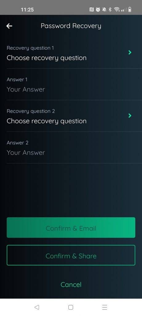 password recovery settings Edge wallet