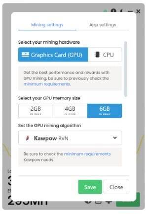 Unmineable mining options