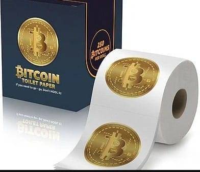 A gift of bitcoin toilet paper roll