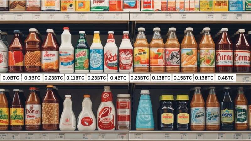 grocery store items priced in bitcoin