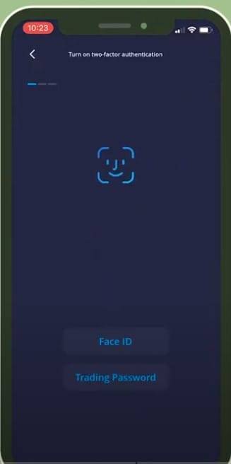 Webull crypto wallet - face ID recognition