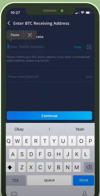 Webull crypto wallet - insert receiving address