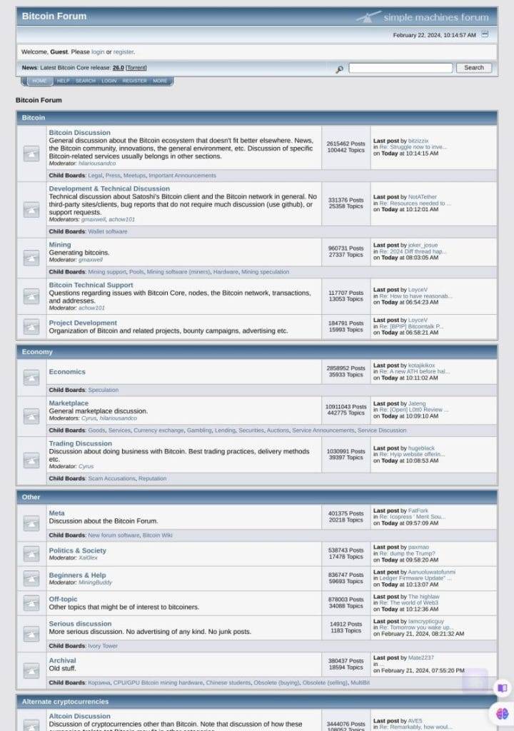 The Bitcoin Talk crypto forum
