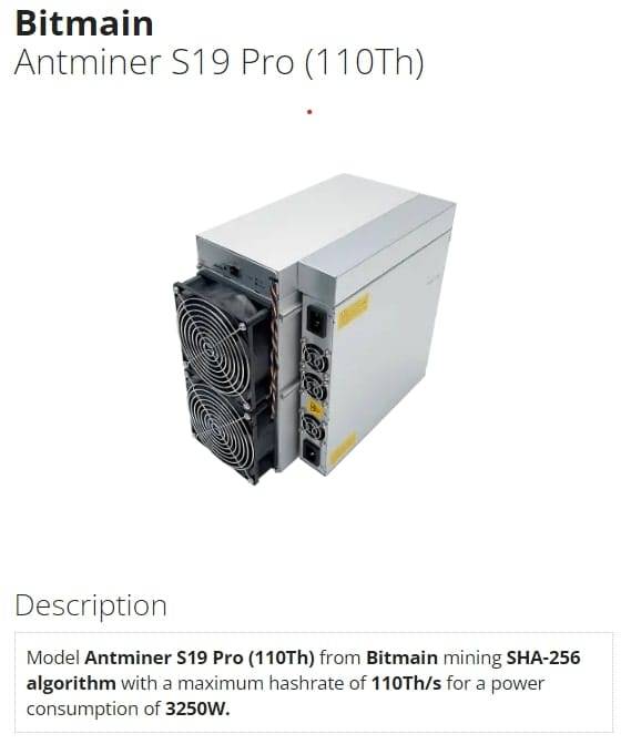 Antminer S19 Pro plug-and-play mining rig