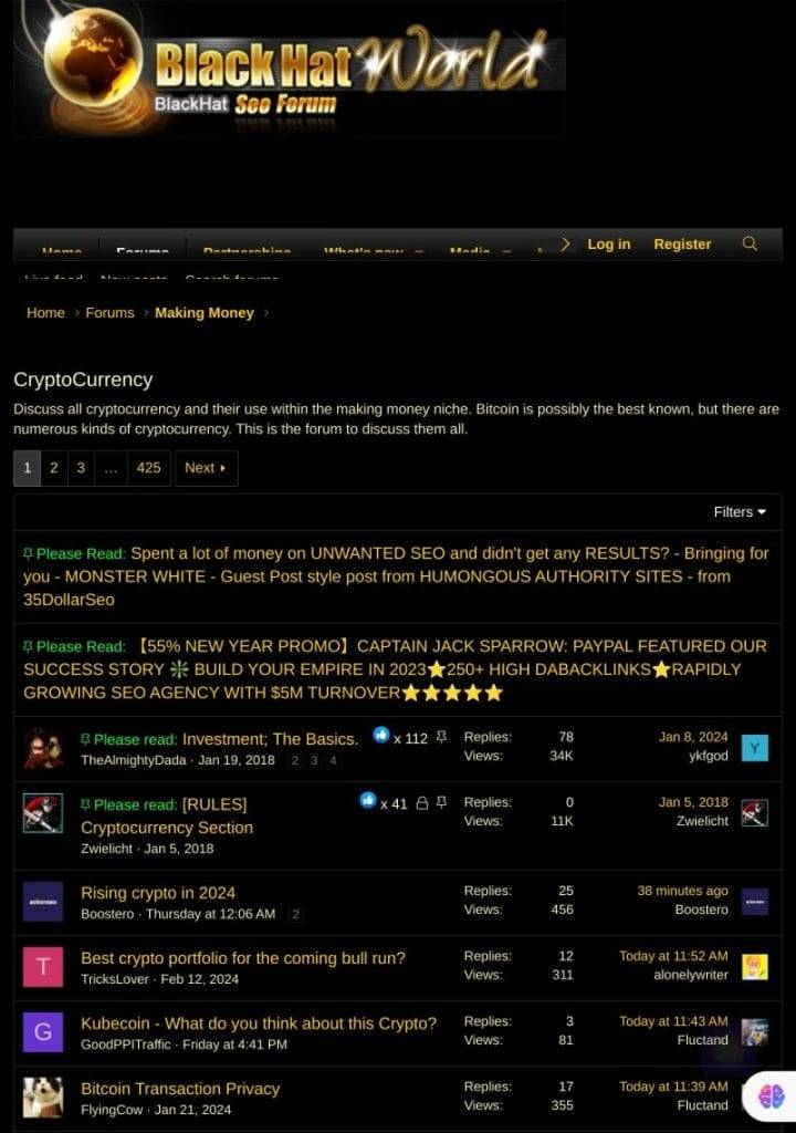 BlackHatWorld homepage