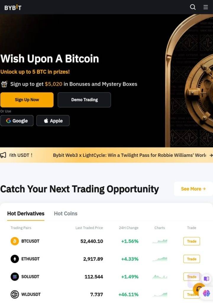 ByBIt crypto levering platform