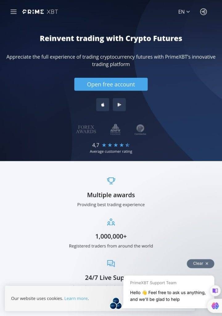 PrimeXBT crypto levering platform