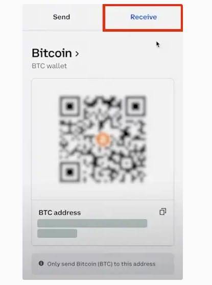 Coinbase 'Receive' button