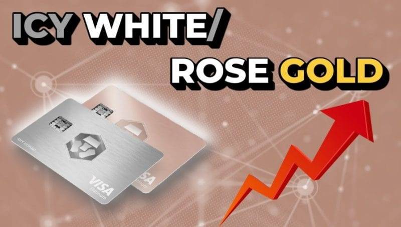 Crypto.com Frosted Rose Gold and Icy White crypto cards