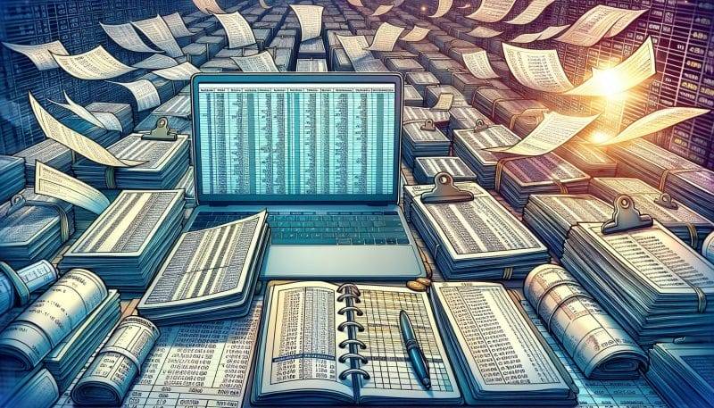 Illustration of organized financial records for tax reporting