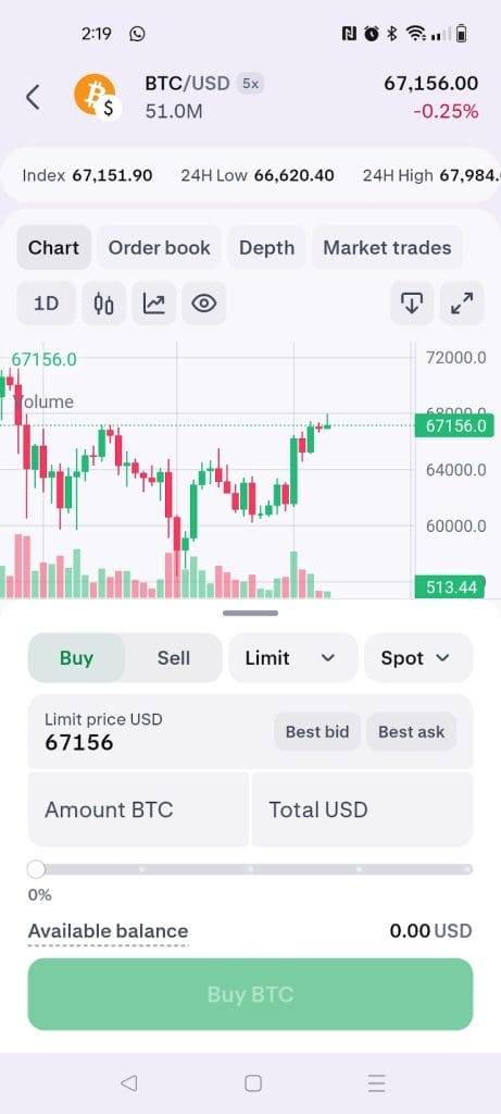 Kraken exchange buy crypto interface