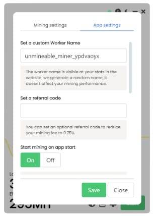 Unmineable referral code setup