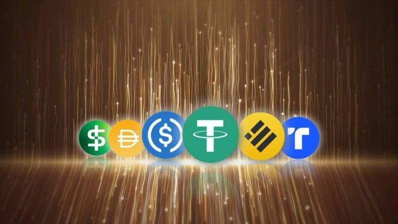 A picture of stable coins USDT, DAI, USDC